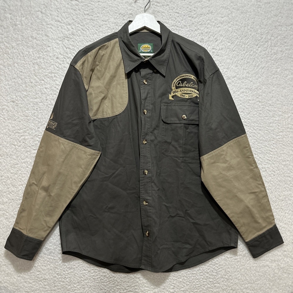 Cabela's Men's Long Sleeve Button Shirt Size L 50th Anniversary Embroidered Logo